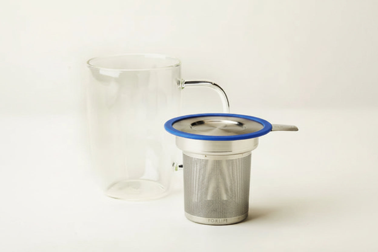 FORLIFE Glass Tea Mug with Infuser & Lid 16 oz.